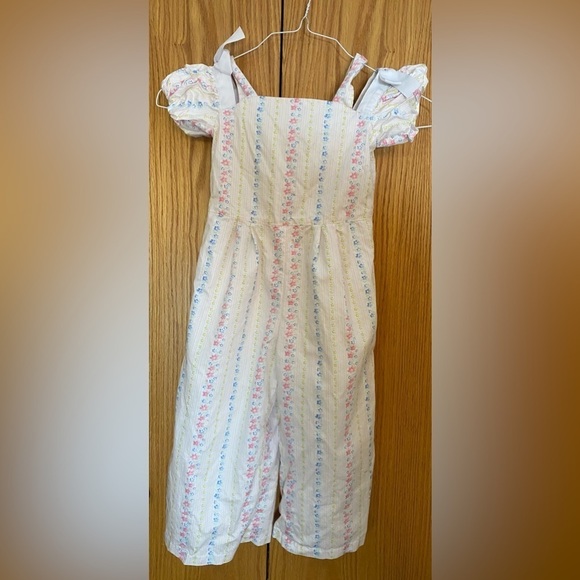 Janie & Jack white floral overall size 4 - Picture 1 of 14